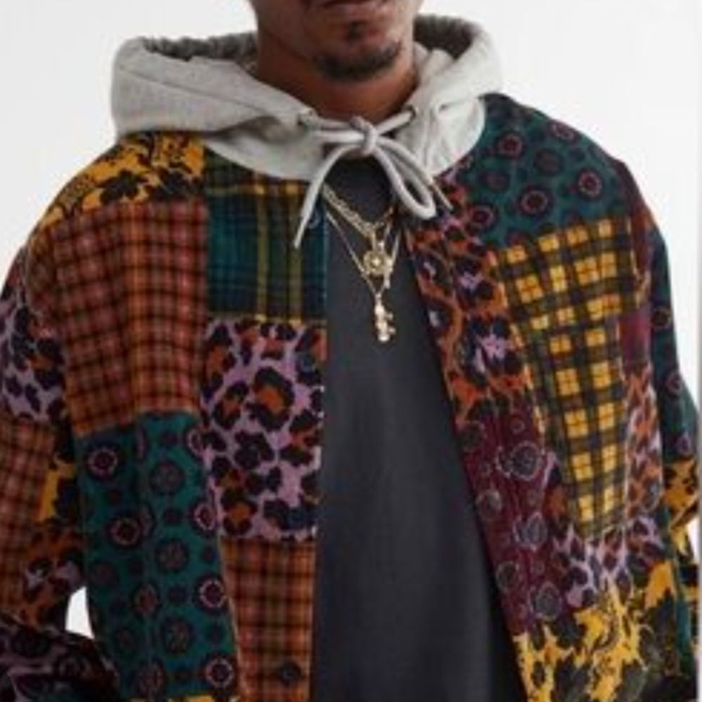 Corduroy Multi Print Patchwork Shacket - image 1